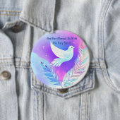 Weiße Taube mit rosa und blauen Federn Button (Beispiel)