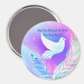 Weiße Taube mit rosa und blauen Federn Magnet (Vorderseite/Rückseite)