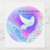 Weiße Taube mit rosa und blauen Federn Weinetikett (Einzelnes Label)