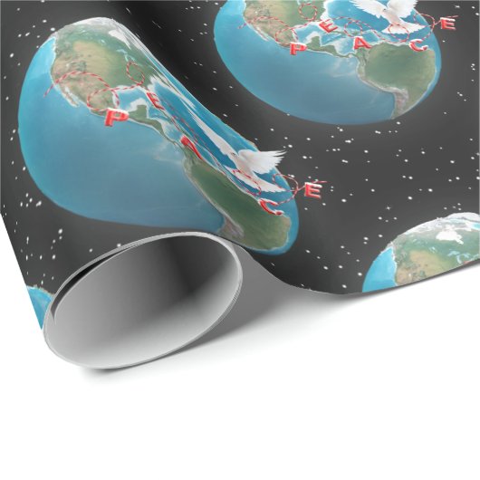 Weiße Taube mit Weltfrieden Geschenkpapier (Rolleneckpunkt)