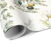 Weiße Taube & Olivenzweig Botanisches Geschenkpapi Geschenkpapier (Rolleneckpunkt)