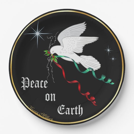 Weiße Taube Pappteller (Vorderseite)