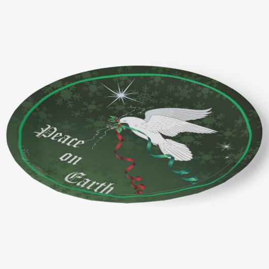 Weiße Taube Pappteller (Schrägansicht)