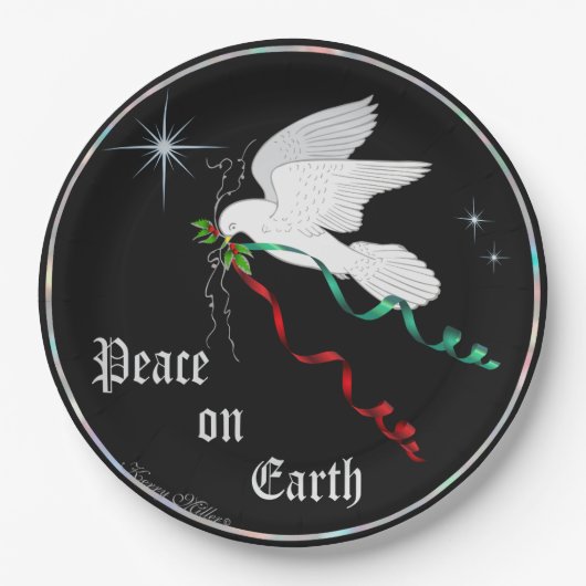 Weiße Taube Pappteller (Vorderseite)