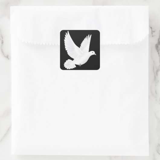Weiße Taube Quadratischer Aufkleber (Tasche)