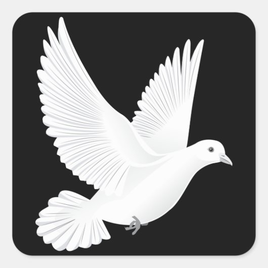 Weiße Taube Quadratischer Aufkleber (Vorderseite)