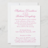 Weiße Taube rosa Band formelle Hochzeit einladen Einladung (Rückseite)