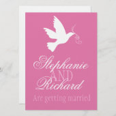 Weiße Taube rosa Band formelle Hochzeit einladen Einladung (Vorne/Hinten)