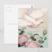 Weiße Taube und rosa Rosen Postkarte (Vorne/Hinten)