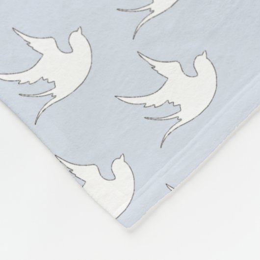 weiße Tauben auf blau Fleecedecke (Ecke)