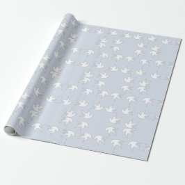weiße Tauben auf blau Geschenkpapier