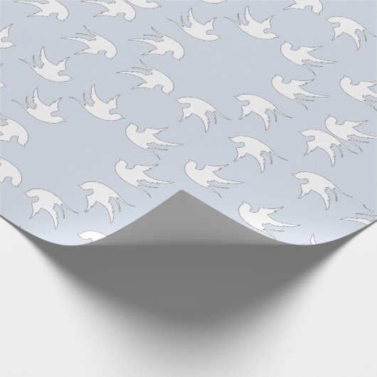 weiße Tauben auf blau Geschenkpapier (Ecke)