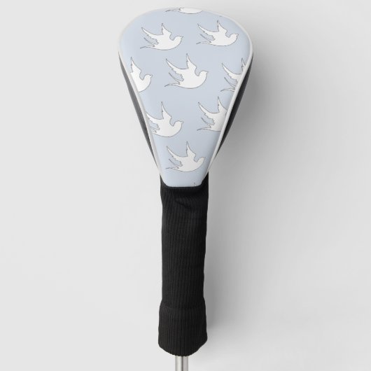 weiße Tauben auf blau Golf Headcover (Vorderseite)