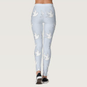 weiße Tauben auf blau Leggings (Rückseite)