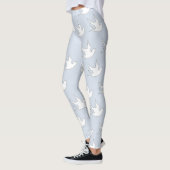 weiße Tauben auf blau Leggings (Links)