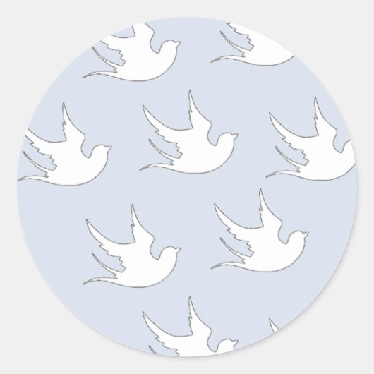 weiße Tauben auf blau Runder Aufkleber (Vorderseite)