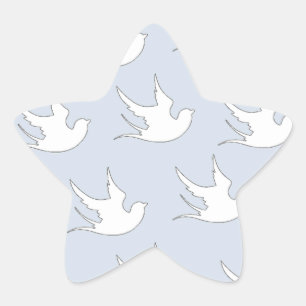 weiße Tauben auf blau Stern-Aufkleber