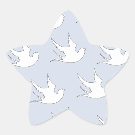 weiße Tauben auf blau Stern-Aufkleber (Vorderseite)