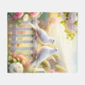 Weiße-Tauben-Cottage-Garten Fleecedecke (Vorderseite (Horizontal))
