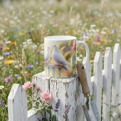 Weiße Tauben Cottage-Garten Kaffeetasse