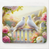 Weiße-Tauben-Cottage-Garten Mousepad (Vorne)