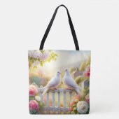 Weiße Tauben Cottage-Garten Tasche (Vorderseite)