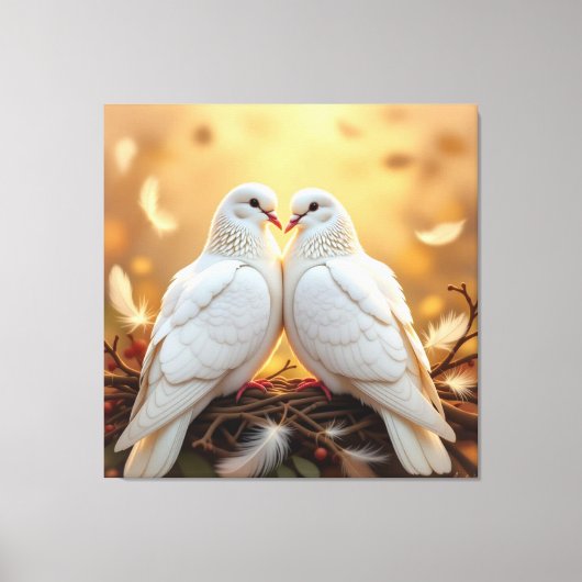 Weiße Tauben der Liebe Leinwanddruck (Vorderseite)
