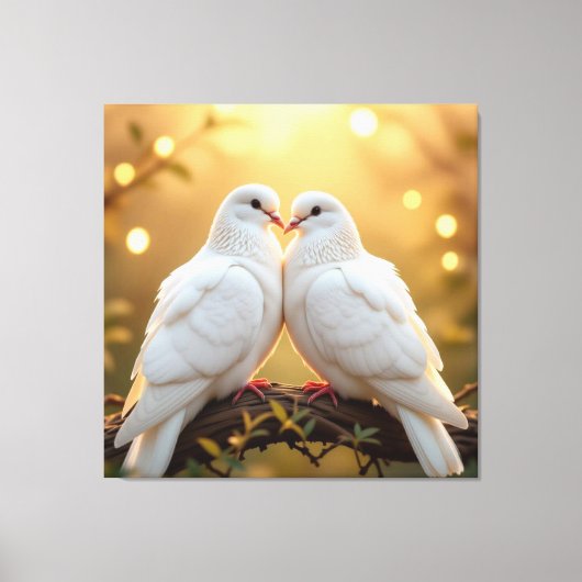 Weiße Tauben der Liebe Leinwanddruck (Vorderseite)