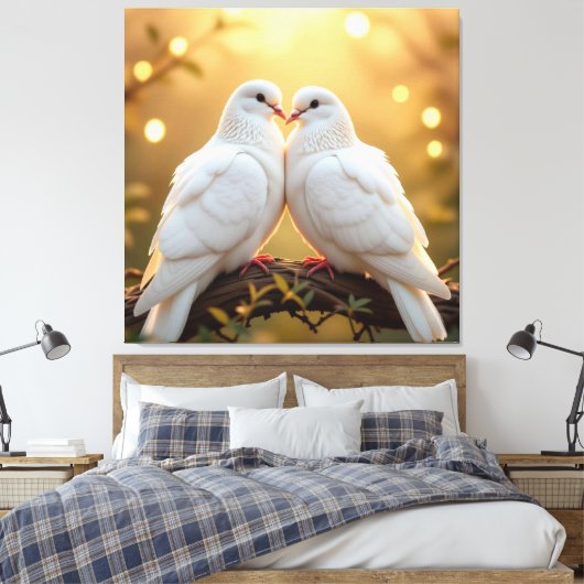 Weiße Tauben der Liebe Leinwanddruck (Insitu (Schlafzimmer))