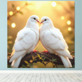 Weiße Tauben der Liebe Leinwanddruck (Insitu (Holzboden))