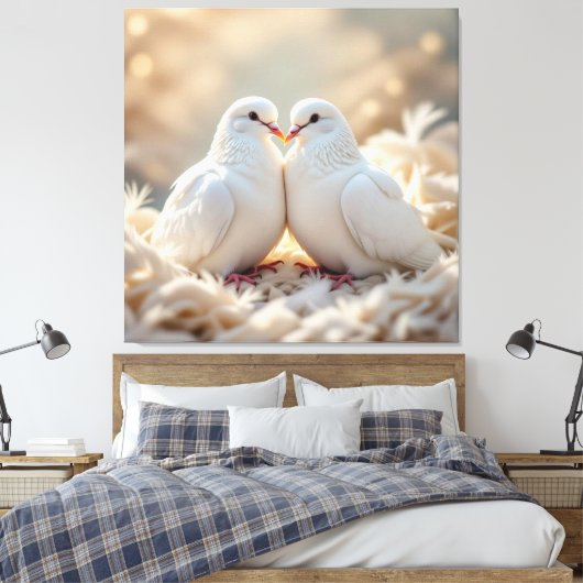 Weiße Tauben der Liebe Leinwanddruck (Insitu (Schlafzimmer))