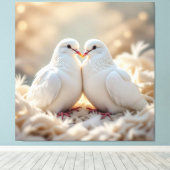 Weiße Tauben der Liebe Leinwanddruck (Insitu (Holzboden))