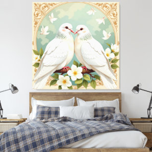 Weiße Tauben der Liebe Leinwanddruck