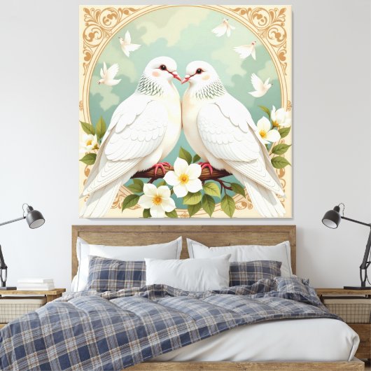 Weiße Tauben der Liebe Leinwanddruck (Insitu (Schlafzimmer))