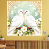 Weiße Tauben der Liebe Leinwanddruck (Insitu (Wohnzimmer))