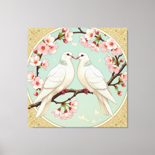 Weiße Tauben der Liebe Leinwanddruck (Vorderseite)
