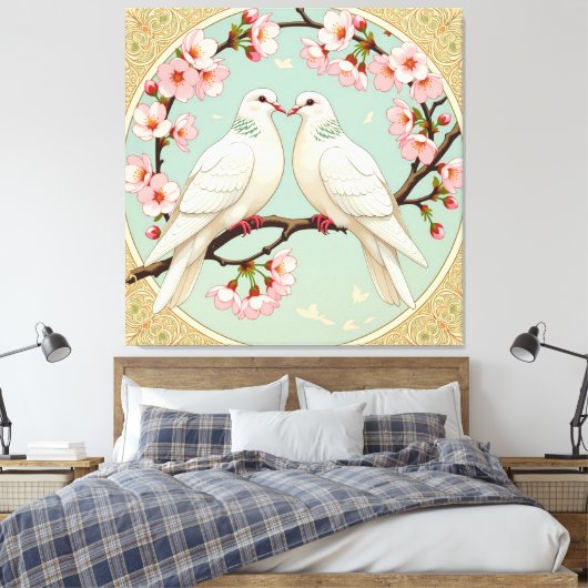 Weiße Tauben der Liebe Leinwanddruck (Insitu (Schlafzimmer))