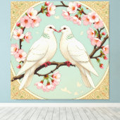 Weiße Tauben der Liebe Leinwanddruck (Insitu (Holzboden))