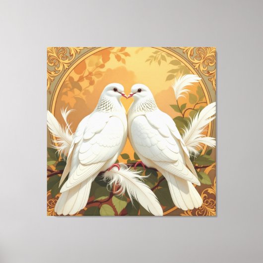 Weiße Tauben der Liebe Leinwanddruck (Vorderseite)