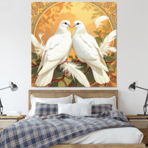 Weiße Tauben der Liebe Leinwanddruck