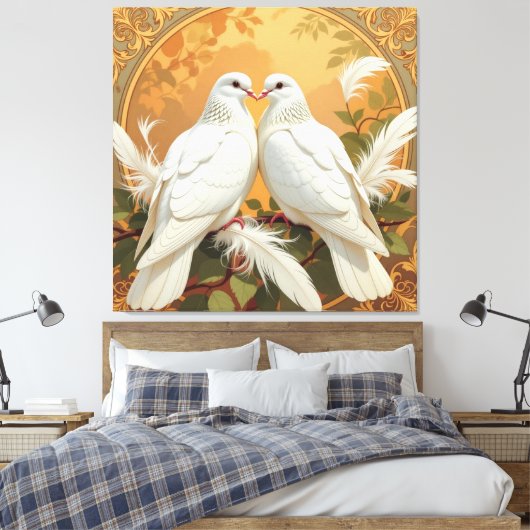 Weiße Tauben der Liebe Leinwanddruck (Insitu (Schlafzimmer))