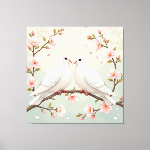 Weiße Tauben der Liebe Leinwanddruck
