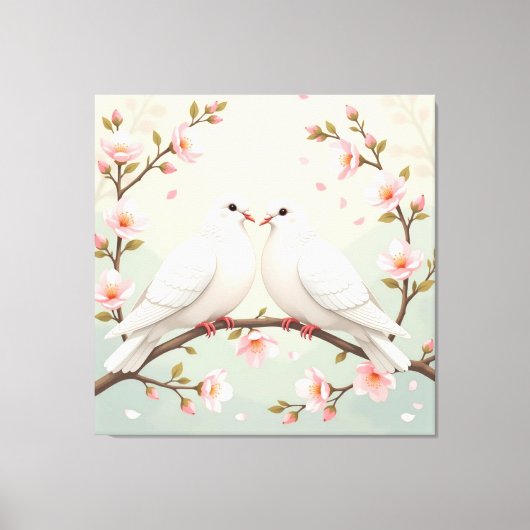 Weiße Tauben der Liebe Leinwanddruck (Vorderseite)