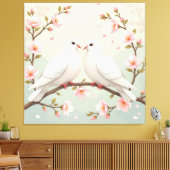 Weiße Tauben der Liebe Leinwanddruck (Insitu (Wohnzimmer))