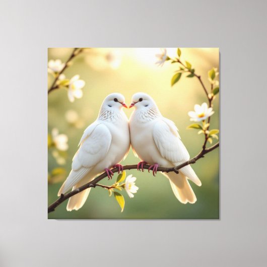 Weiße Tauben der Liebe Leinwanddruck (Vorderseite)