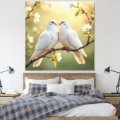 Weiße Tauben der Liebe Leinwanddruck (Insitu (Schlafzimmer))
