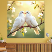 Weiße Tauben der Liebe Leinwanddruck (Insitu (Wohnzimmer))