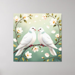 Weiße Tauben der Liebe Leinwanddruck