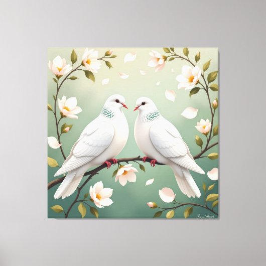Weiße Tauben der Liebe Leinwanddruck (Vorderseite)