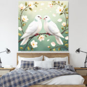 Weiße Tauben der Liebe Leinwanddruck (Insitu (Schlafzimmer))
